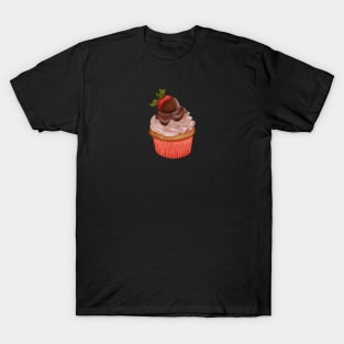 Cupcake with buttercream and a strawberry covered in chocolate on top T-Shirt